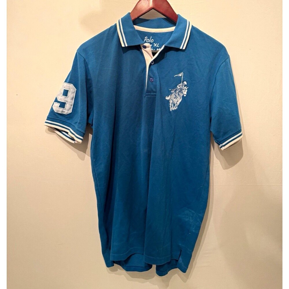 Polo Men’s XL Blue Big Pony Polo Shirt Short Sleeve Cotton Blend Knit Logo